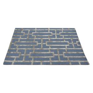 Teppich Graphics Brick Wolle - Blau / Grau