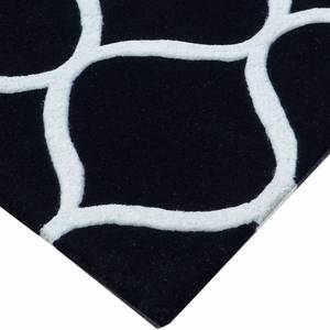 Teppich Graphic Leaf Wolle - Schwarz / Weiß