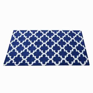 Tapis Graphico Laine - Bleu royal / Blanc