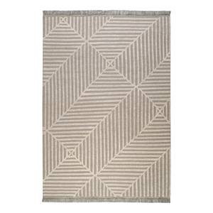 Tapis Irregular Fields (Tissé à la main) Tissu mélangé - Gris / Crème - 130 x 190 cm