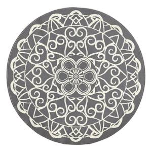 Laagpolig vloerkleed Mandala kunstvezel - Grijs