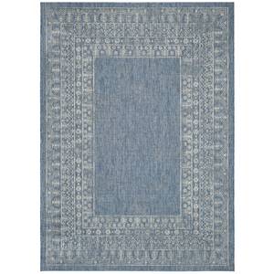 Tapis Marea Fibres synthétiques - Bleu pétrole / Blanc - 160 x 230 cm