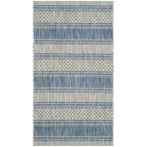 In & Outdoor Teppich Odessa Kunstfaser - Grau / Blau - 60 x 109 cm