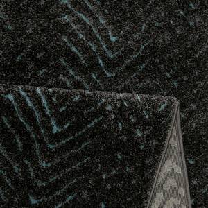 Tapijt Relief kunstvezels - Antracietkleurig/turquoise - 80x150cm