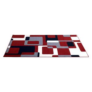 Tapis Retro Rouge / Noir / Gris - 80 x 150 cm