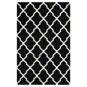 Tapijt Rolland Dhurrie mixweefsel - zwart/crèmekleurig - 200 x 300 cm