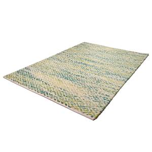 Tapis Smooth Comfort Diamond Jute / Étoffe de coton - Vert / Beige - 160 x 230 cm