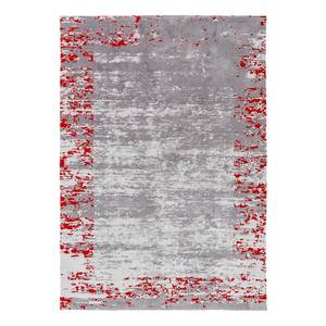 Tapis Teramo I Fibres synthétiques - Gris / Rouge - 140 x 200 cm