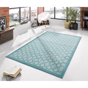 Tapis Tile Fibres synthétiques - Bleu clair / Blanc - 160 x 230 cm