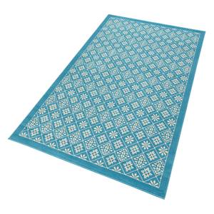 Tapis Tile Fibres synthétiques - Bleu clair / Blanc - 200 x 290 cm