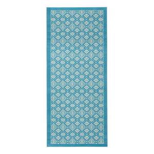 Tapis Tile Fibres synthétiques - Bleu clair / Blanc - 80 x 200 cm