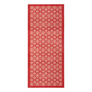 Tapis Tile Fibres synthétiques - Rouge / Blanc - 80 x 300 cm