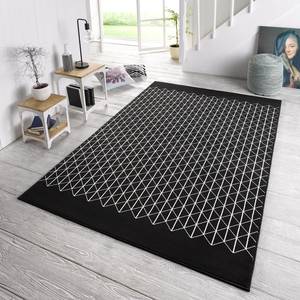 Tapis Twist Fibres synthétiques - Noir / Crème - 140 x 200 cm