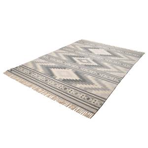 Tapis Vintage Kelim II (tissé à la main) Tissu mélangé - Gris / Crème - 140 x 200 cm