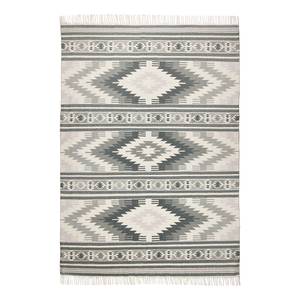 Tapis Vintage Kelim II (tissé à la main) Tissu mélangé - Gris / Crème - 140 x 200 cm