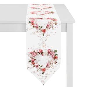 Chemin de table fin Rosenherz Blanc / Rose pastel