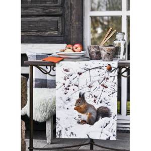 Chemin de table Brodersby Coton - Blanc neige / Marron rouge