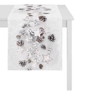 Chemin de table Studstrup Coton - Blanc neige / Marron