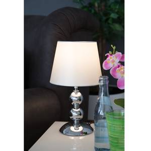 Tafellamp Bea -1 lichtbron Zilver - Wit - Glas - Metaal - Textiel - 18 x 30 x 18 cm