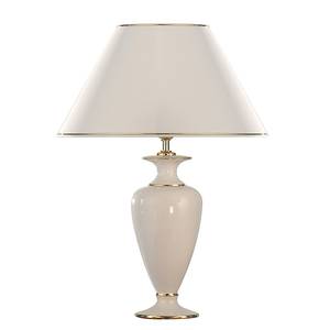 Lampe Delia Bianco Oro Céramique - Abat-jour blanc avec bord doré - Hauteur : 37 cm