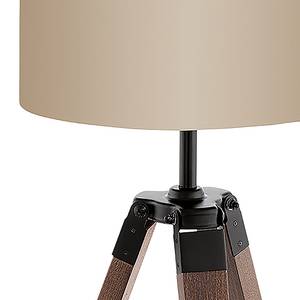 Lampadaire Lantada Tissu / Hêtre massif - 1 ampoule - Cappuccino / Hêtre marron foncé - Cappuccino / Hêtre marron foncé