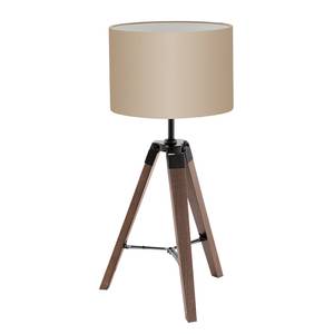 Lampadaire Lantada Tissu / Hêtre massif - 1 ampoule - Cappuccino / Hêtre marron foncé - Cappuccino / Hêtre marron foncé