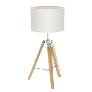 Lampadaire Lantada Tissu / Hêtre massif - 1 ampoule - Blanc / Hêtre - Blanc / Hêtre