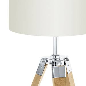 Lampadaire Lantada Tissu / Hêtre massif - 1 ampoule - Blanc / Hêtre