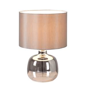 Tafellamp Loster glas/katoen - 1 lichtbron - Grijs/lichtgrijs