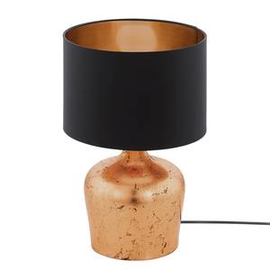 Lampe Manalba Tissu mélangé / Acier - 1 ampoule - Cuivre / Noir - Hauteur : 38 cm