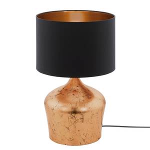 Lampe Manalba Tissu mélangé / Acier - 1 ampoule - Cuivre / Noir - Hauteur : 47 cm