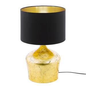 Lampe Manalba Tissu mélangé / Acier - 1 ampoule - Noir / Doré - Hauteur : 47 cm