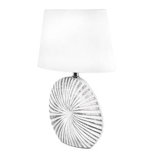 Tischleuchte Shine-Shell Webstoff / Kunstharz - 1-flammig - Weiß / Silber - Breite: 16 cm