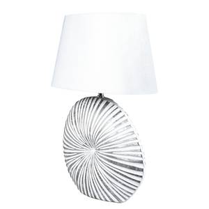 Tafellamp Shine-Shell geweven stof/kunsthars - 1 lichtbron - Wit/zilverkleurig - Breedte: 25 cm