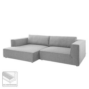 Hoekbank Big Cube Style geweven stof - Stof TBO: 29 moody grey - Longchair vooraanzicht links