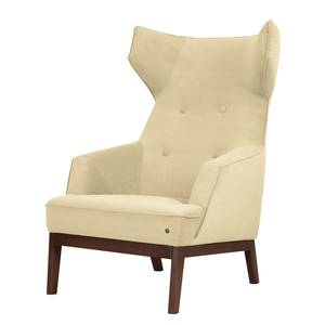 Oorfauteuil Cozy (met hocker) geweven stof - Licht beige