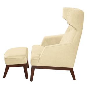 Oorfauteuil Cozy (met hocker) geweven stof - Licht beige