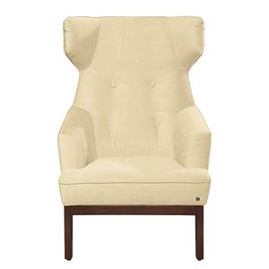 Oorfauteuil Cozy (met hocker) geweven stof - Licht beige