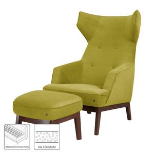 Oorfauteuil Cozy (met hocker) geweven stof - Pistache groen