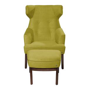 Oorfauteuil Cozy (met hocker) geweven stof - Pistache groen