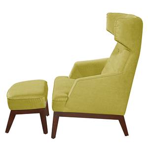 Oorfauteuil Cozy (met hocker) geweven stof - Pistache groen