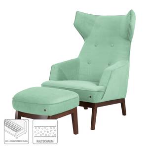 Oorfauteuil Cozy (met hocker) geweven stof - Mintgroen