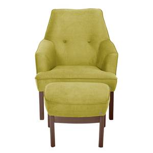 Fauteuil Cozy geweven stof - Pistache groen - Met hocker