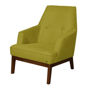 Fauteuil Cozy geweven stof - Pistache groen - Met hocker