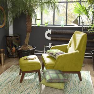 Fauteuil Cozy geweven stof - Pistache groen - Met hocker