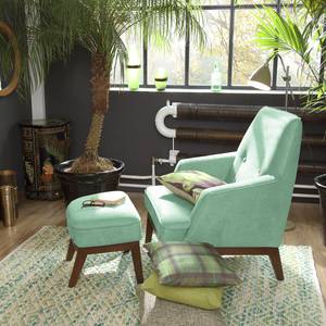 Fauteuil Cozy geweven stof - Mintgroen - Met hocker