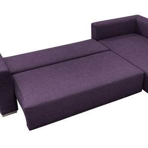 Ecksofa Heaven Casual XL Webstoff Violett - Longchair davorstehend rechts - Schlaffunktion - Bettkasten