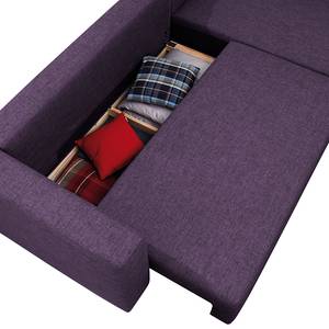 Ecksofa Heaven Casual XL Webstoff Violett - Longchair davorstehend rechts - Schlaffunktion - Bettkasten