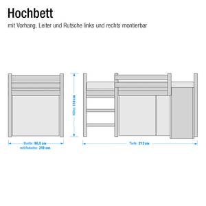 Speelbed Tortuga Pirat inclusief glijbaan en gordijn wit gelakt massief grenenhout