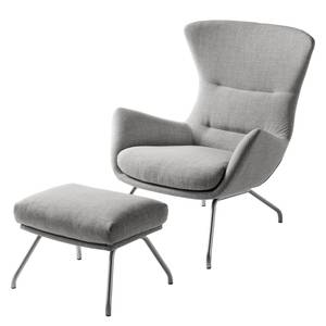 Sessel Hepburn II Webstoff - Webstoff Milan: Hellgrau - Chrom matt